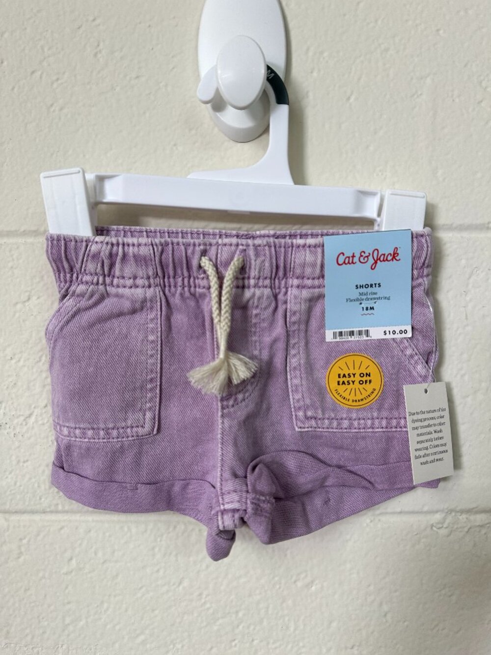New Cat & Jack 18M Purple Mid Rise Denim Shorts Size 18M